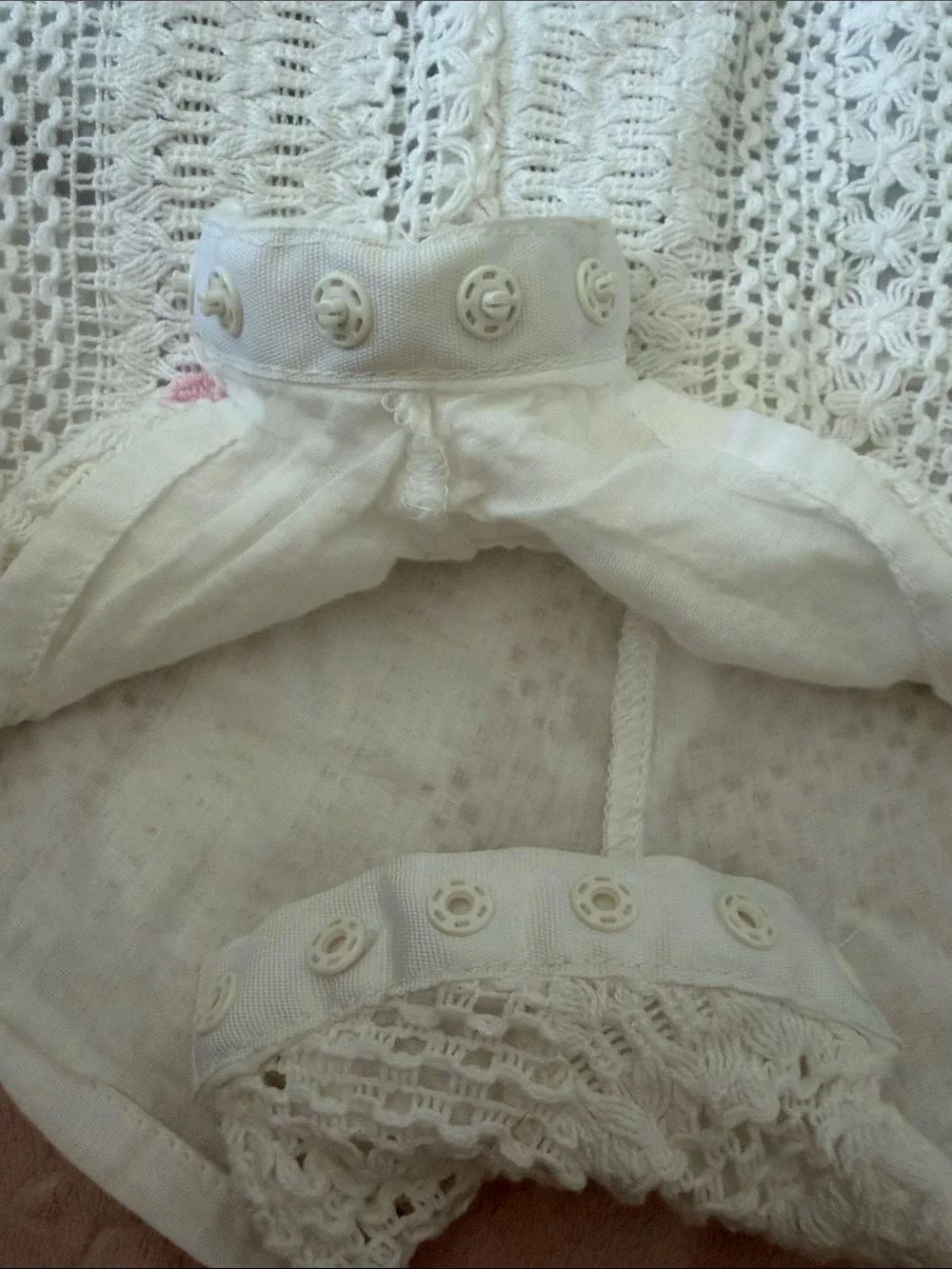 White Crochet Floral Romper with Mint Tee 9-12months